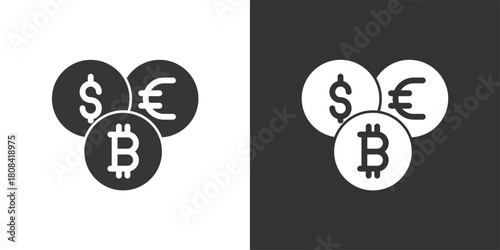 Mixed Currencies icon. Solid glyph series icon