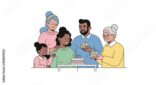 Multi Generational Family Celebrating With Birthday Cake And Candles Warm Gathering