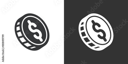 Currency Coin icon. Solid glyph series icon