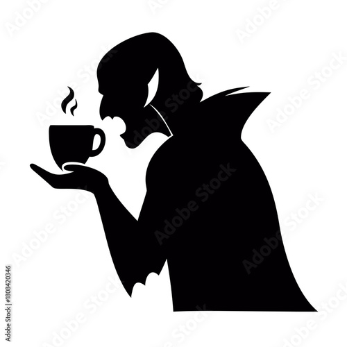 Dracula Drinking Coffee silhouette