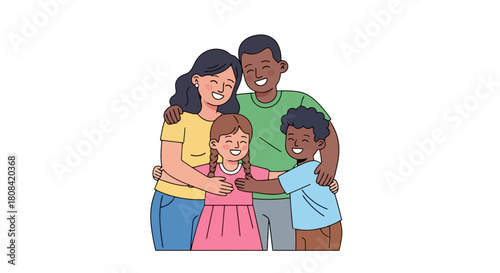Diverse Family Hugging Together Joyful and Loving Unity