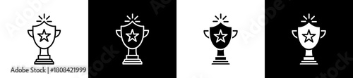 Ranking icon set in line and glyph style on black and white background