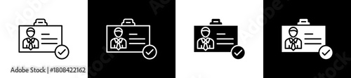 Identify icon set in line and glyph style on black and white background