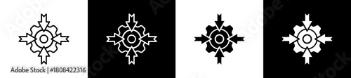 Integration icon set in line and glyph style on black and white background