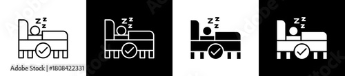 Good Sleep icon set in line and glyph style on black and white background
