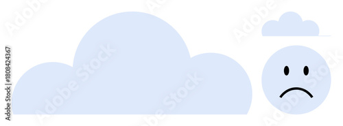 Mood change concept. Sad face and cloud symbolize emotional states and melancholy. Mood change highlights emotions and feelings. For mental health, psychology, emotion-driven content, branding