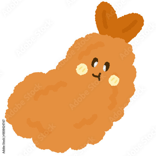 Illustration of fried shrimp cartoon