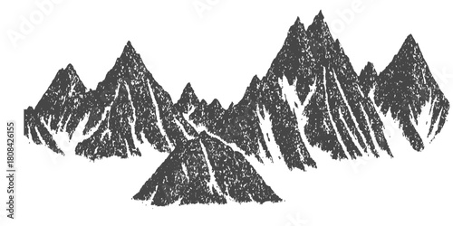 Vector illustration of a cold winter forest landscape with pine trees, snow, and mountains