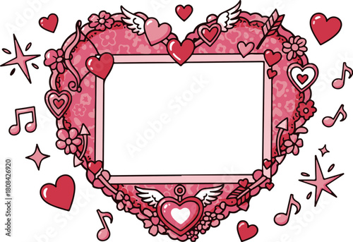 Valentine 2026 frame with hearts and flowers