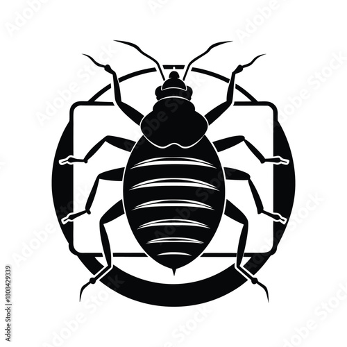 Bed bug pest control icon for infestation and parasite warning isolated on white background