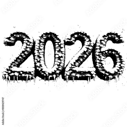 New Year 2026 Typography: Capturing the dawn of a new era, this graphic presents the year 2026 in a striking, ice-textured typography, offering a visual testament to the passage of time.