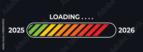 colorful new year 2026 progress loading bar loading isolated black background