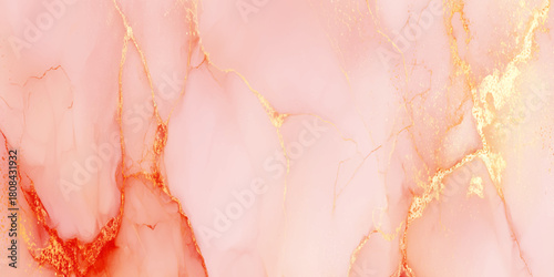 Elegant peach orange and white marble texture with sparkling gold glitter veins abstract background a blend of soft, creamy white and warm peach.