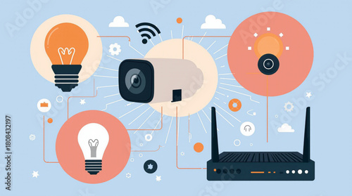 Smart home technology devices connected by wireless network