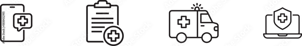 Obraz premium Online medical consultation and healthcare service icons isolated on
