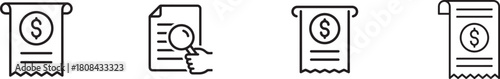 Set of invoice icons isolated on for financial applications