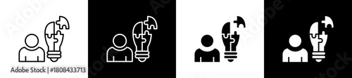 Understaging icon set in line and glyph style on black and white background
