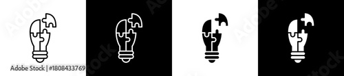 Approach icon set in line and glyph style on black and white background