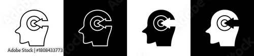 Perception icon set in line and glyph style on black and white background