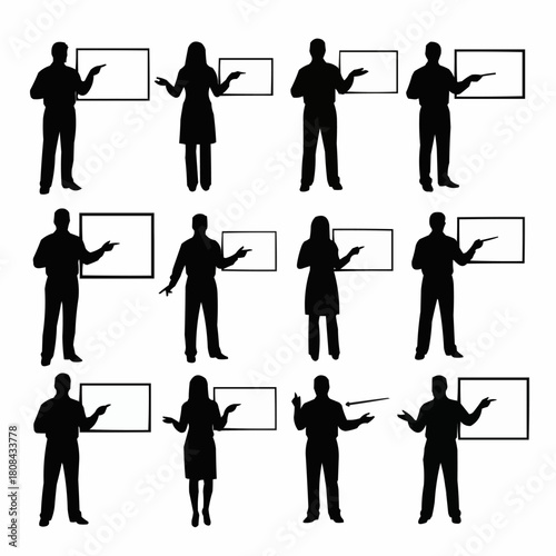 Silhouettes of People Presenting with Boards.