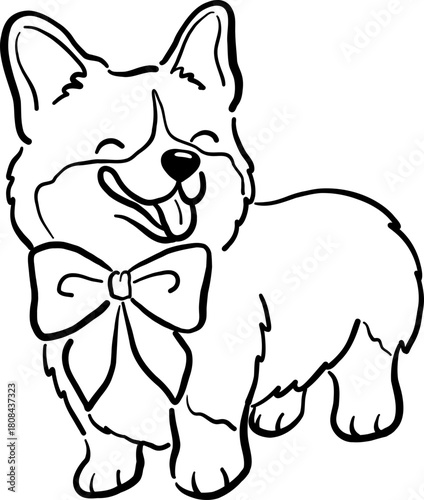 Hand Drawn Corgi Wedding, Whimsical Dog Bride & Groom Illustration