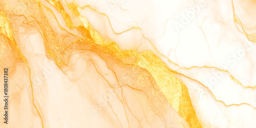 Luxurious golden marble texture background abstract stone surface with swirling yellow and orange veins elegant interior wallpaper and decor.