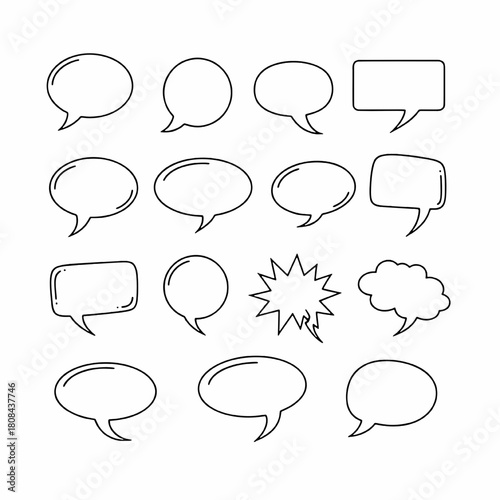 Hand Drawn Comic Speech Bubbles Set