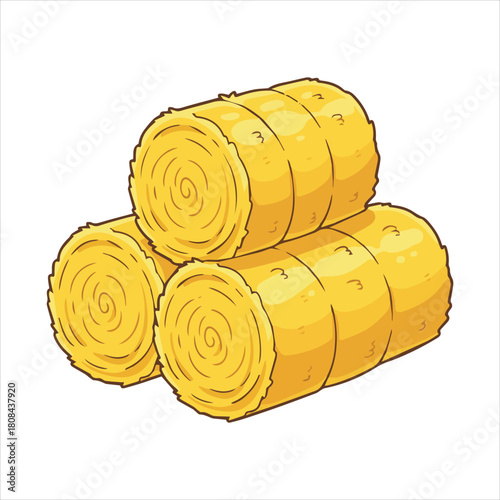 Stacked round hay bales agricultural cartoon symbol vector art Art & Illustration