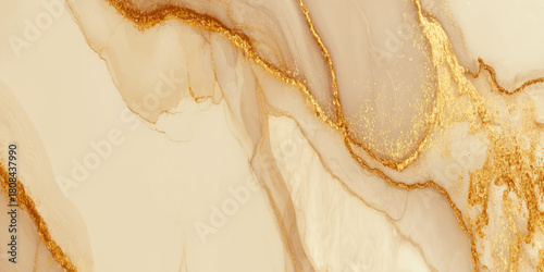 Luxurious abstract marble texture background with deep coffee brown tones and gold veins use for tails decoration.