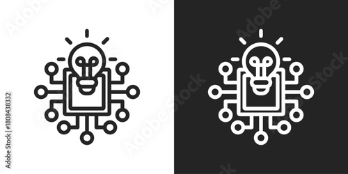 Machine Learning Icon In Black And White Line Style