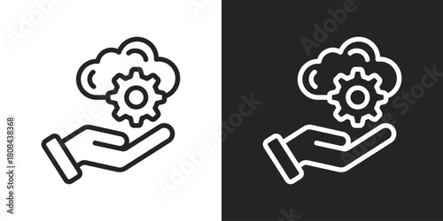 Saas Icon In Black And White Line Style