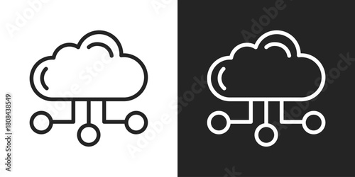 Cloud Platform Icon In Black And White Line Style