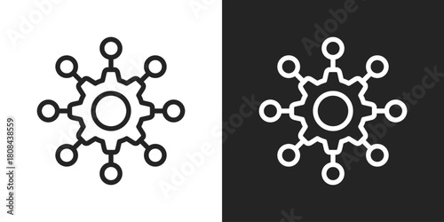 Microservice Icon In Black And White Line Style