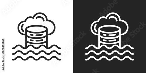 Data Lake Icon In Black And White Line Style