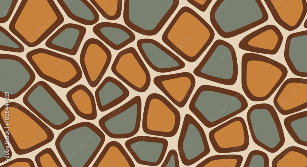 Obraz premium Abstract pattern featuring organic shapes in shades of brown, green, and beige.