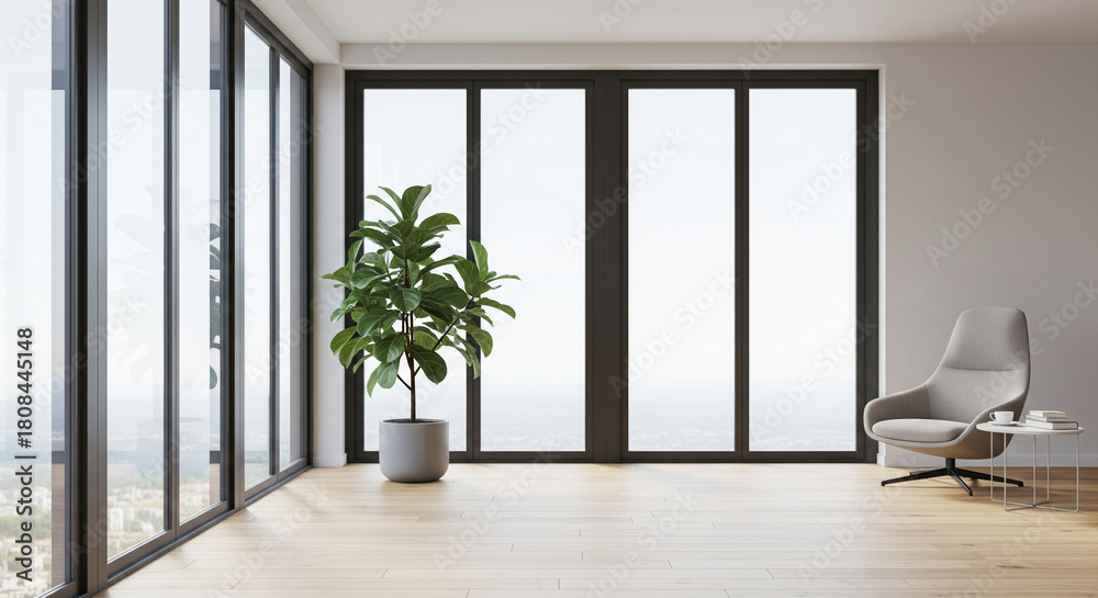 Fototapeta premium Modern Minimalist Interior Design of a Bright Empty Room Background