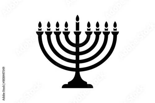 Menorah Icon A Simple Black Silhouette Celebrating the Festival of Lights in Jewish Tradition