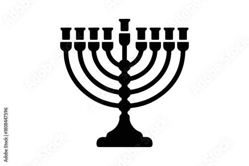 Classic nine-branched candelabrum silhouette, a symbolic representation of light, tradition, and celebration for Jewish holidays and cultural events