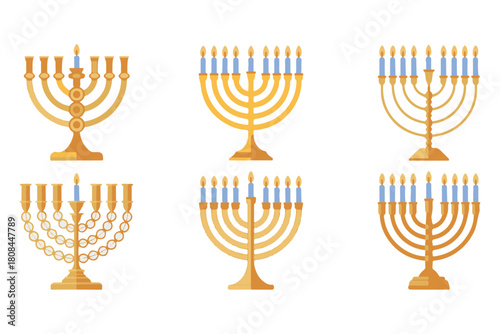 Collection of Menorah Illustrations for Jewish Celebration