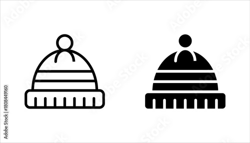 Winter hat icon set, linear winter beanie hat icons, vector illustration on white background