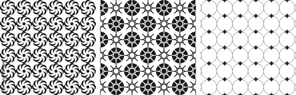 Fototapeta premium Collection Shapes Pattern Pack Minimalist Abstract Pattern Set unique flower shape, unique star, and circle frame
