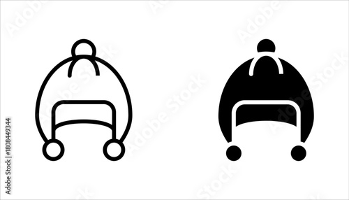 Winter hat icon set, linear winter beanie hat icons, vector illustration on white background
