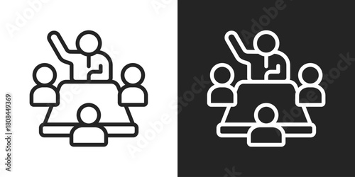 institutional Icon In Black And White Line Style