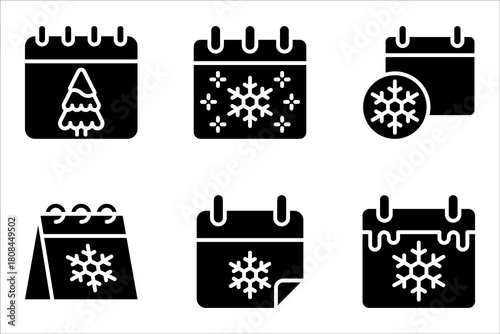 Winter calendar icon set, use for website mobile app presentation, vector illustration on white background
