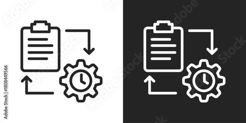 Retrospective Icon In Black And White Line Style