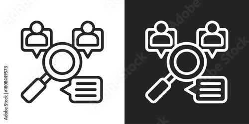 Qualitative research Icon In Black And White Line Style