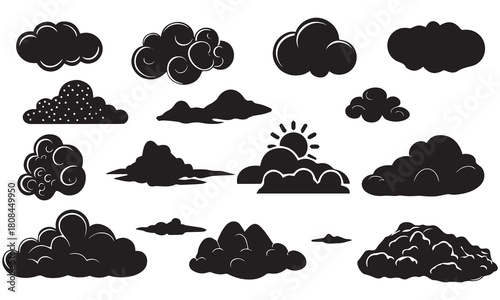 cloud silhouette icons vector