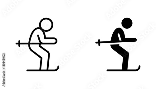 ski icon set, winter sport concept, vector illustration on white background