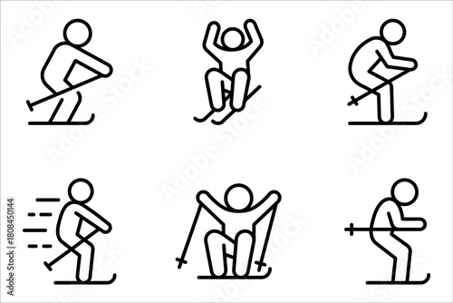 ski icon set, winter sport concept, vector illustration on white background