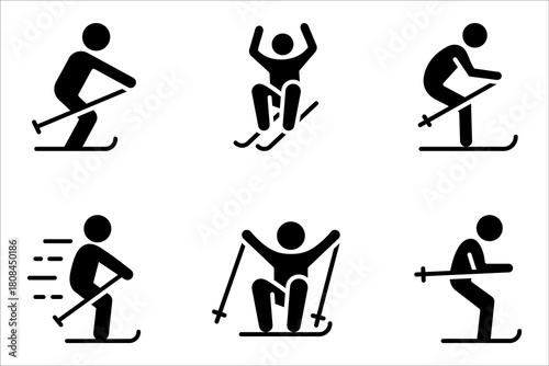 ski icon set, winter sport concept, vector illustration on white background